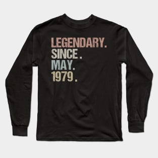 40th Birthday Gift Legendary Since May 1979 Retro Long Sleeve T-Shirt